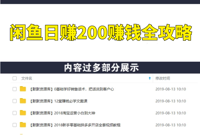 闲鱼日赚200赚钱全攻略，让你的产品一发布就卖爆！让宝贝有排名浏览量5000+-多课资源站