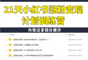 21天小红书涨粉变现计划训练营-多课资源站