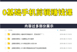 0基础手机剪辑赚钱课：不用电脑，用手机剪辑，也能轻松月入过万-多课资源站