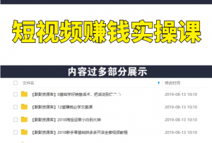 短视频赚钱实操课，给你6把通关钥匙，一个人0基础也能做出百万播放量(无水印)-多课资源站