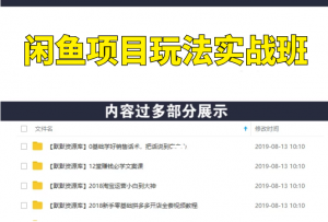 宅男《闲鱼项目玩法实战班 》线上第九期，1-3节完整版（无水印）-多课资源站