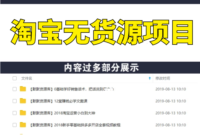 淘宝无货源虚拟项目课程，全自动发货课程，带你实现月入过万-多课资源站