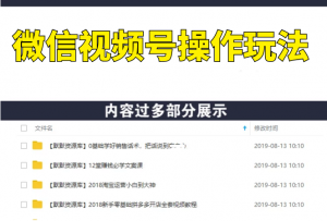 微信视频号操作玩法，视频号推荐机制+涨粉方法+内容运营+变现(19节)无水印-多课资源站