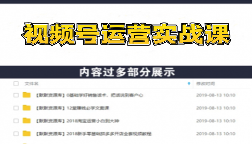 视频号运营实战课，带你深度入手微信视频号1.0，从0粉丝开始快速涨粉变现-多课资源站