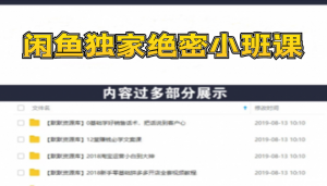 闲鱼独家绝密小班课-闲鱼单店日出百单黑搜爆破法【无水印-视频课】-多课资源站