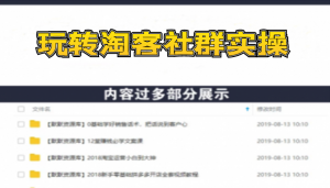 从0开始玩转淘客社群实操：月佣金0到1000万用时6个月（4节视频课）-多课资源站