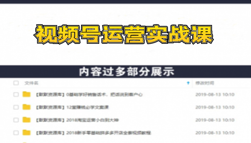 视频号运营实战课，带你深度入手微信视频号1.0，从0粉丝开始快速涨粉变现-多课资源站