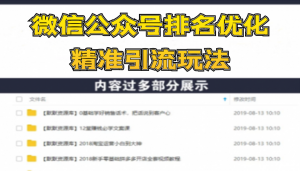微信公众号排名优化精准引流玩法，长期霸占第1位被动引流技术（视频课程）-多课资源站