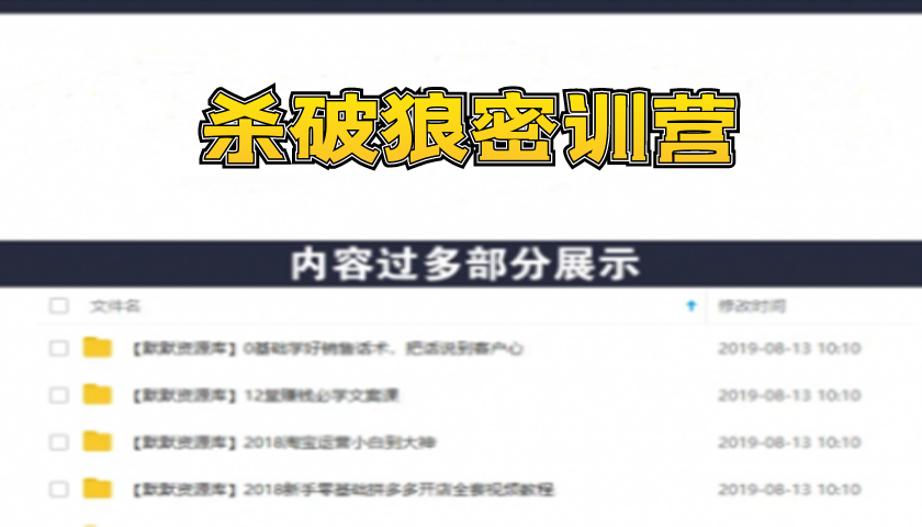 杀破狼密训营：B站霸屏引流的原理及方式+搭建赚钱的内容法则-多课资源站