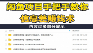 闲鱼项目手把手教你信息差赚钱术，多名演员操作月入8万+-多课资源站