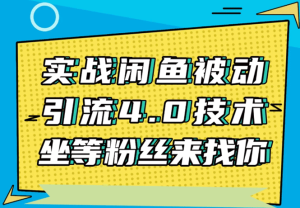 实战闲鱼被动引流4.0技术,坐等粉丝来找你,实操演示日加200+精准粉-多课资源站