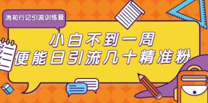 清和行记引流训练营：小白不到一周便能日引流几十精准粉-多课资源站
