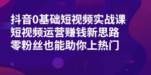 抖音0基础短视频实战课，短视频运营赚钱新思路，零粉丝也能助你上热门-多课资源站