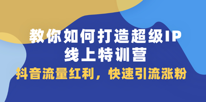 教你如何打造超级IP线上特训营，抖音流量红利，快速引流涨粉-多课资源站