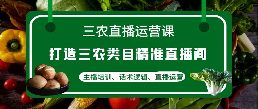 三农直播运营课：打造三农类目精准直播间，主播培训、话术逻辑、直播运营-多课资源站