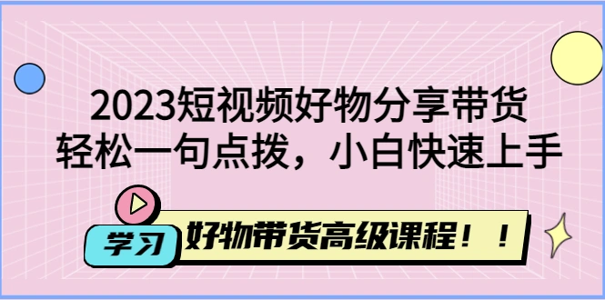2023短视频好物分享带货，好物带货高级课程，轻松一句点拨，小白快速上手-多课资源站