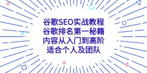 谷歌SEO实战教程:谷歌排名第一秘籍,内容从入门到高阶,适合个人及团队-多课资源站