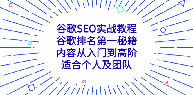 谷歌SEO实战教程:谷歌排名第一秘籍,内容从入门到高阶,适合个人及团队-多课资源站